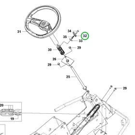 Husqvarna kormányállító fogantyú R 214TC, R 216T AWD, R 318X riderhez robbantott ábra