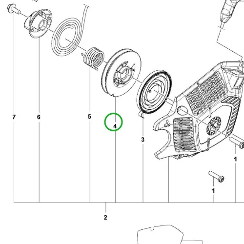 Husqvarna kötéltárcsa 135 Mark II láncfűrészhez robbantott ábra