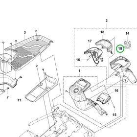 Husqvarna kormányoszlop elülső burkolat R 200iX, R 318X riderhez robbantott ábra
