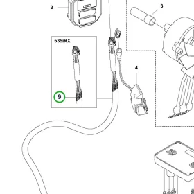 Husqvarna hosszú kábelköteg oldalgombos 535iRXT akkus fűkaszához robbantott ábra