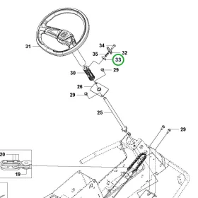 Husqvarna kormányállító rögzítőlemez R 214TC, R 216T AWD riderhez robbantott ábra
