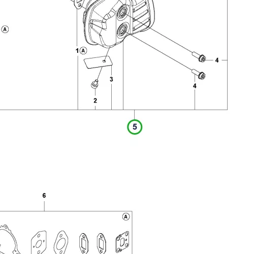 Husqvarna kipufogódob komplett 522HDR75X, 522HD60X sövényvágóhoz robbantott ábra