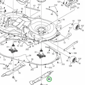 Husqvarna fűnyírókés 108 cm jobb TC 242T, TC 242TX fűnyírótraktorhoz robbantott ábra