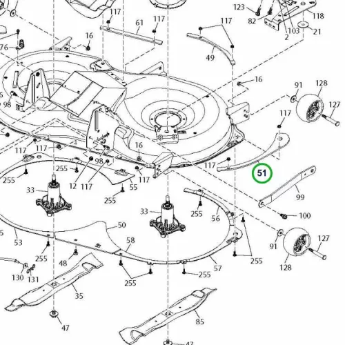 Husqvarna oldalsó merevítő lemez 108 cm TC 242T fűnyírótraktorhoz robbantott ábra
