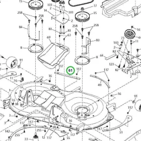 Husqvarna vágóasztal merevítő lemez bal TC 242T fűnyírótraktorhoz robbantott ábra