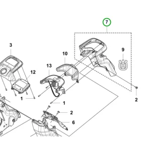 Husqvarna elülső burkolat komplett matricával R 418TsX AWD riderhez robbantott ábra