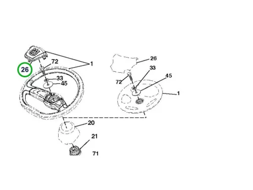 Husqvarna kormánykerék kupak TS 138, TS 142, TC 138 fűnyírótraktorhoz robbantott ábra