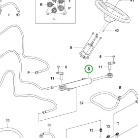 Husqvarna hidraulikus kormányhenger P 524X riderhez robbantott ábra