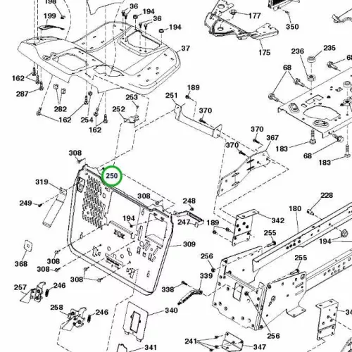 Husqvarna önzáró anya 10 24 UNC TC 342, TC 342T fűnyírótraktorhoz robbantott ábra