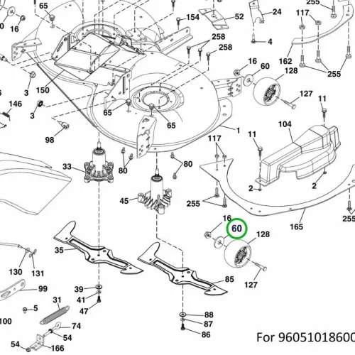 Husqvarna alátét vázszekrény TC 342, CTH 184T fűnyírótraktorhoz robbantott ábra