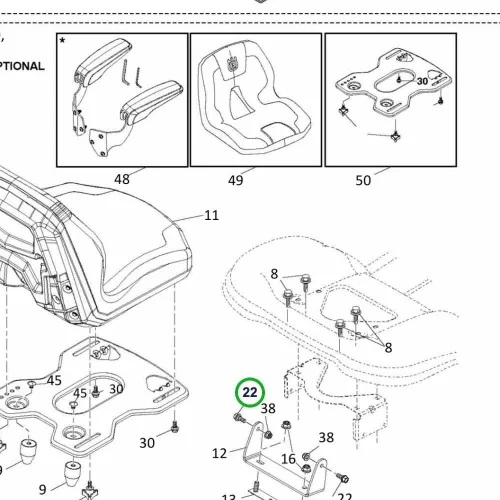 Husqvarna ülés karimás csavar 5/16 18 TS 142, TS 242 fűnyírótraktorhoz robbantott ábra
