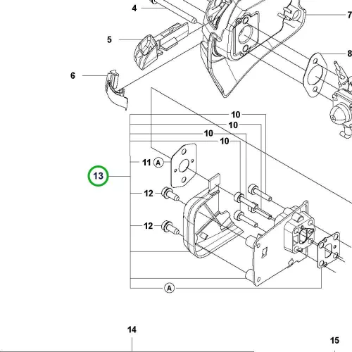 Husqvarna szívócsonk közdarab 522HDR75X, 522HD60X sövényvágóhoz robbantott ábra
