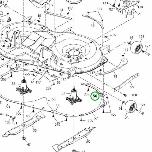 Husqvarna jobb első védőlemez 108 cm TC 242T fűnyírótraktorhoz robbantott ábra