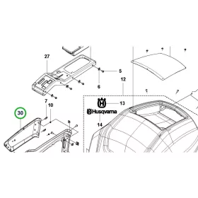 Husqvarna burkolat fedél P 520DX, P 525DX, P 535HX riderhez robbantott ábra