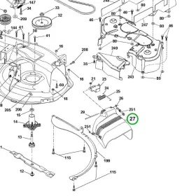 Husqvarna fűterelő védőlemez 38 col fekete TS 38 fűnyírótraktorhoz robbantott ábra