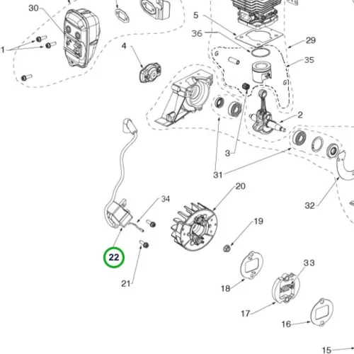 Husqvarna gyújtómodul 129C, 129LK szegélyvágóhoz robbantott ábra