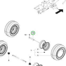 Husqvarna kerék tengely L0 145 R 214TC, R 318X riderhez robbantott ábra