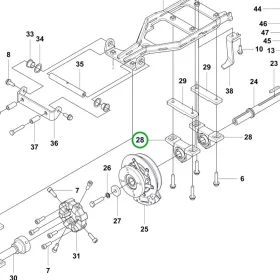 Husqvarna PTO csapágy egység P 525DX, P 535HX riderhez robbantott ábra