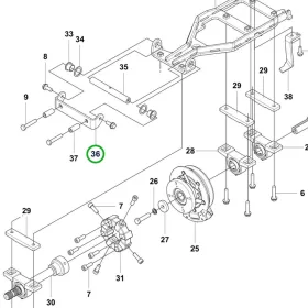 Husqvarna PTO tengely tartókonzol P 525DX, P 520DX, P 535HX riderhez robbantott ábra