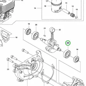 Husqvarna főtengely csapágy 525LK, 525RX fűkaszához robbantott ábra