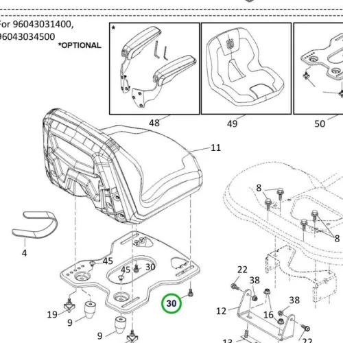 Husqvarna ülés vállas csavar 5/16 18 TS 142, TS 242 fűnyírótraktorhoz robbantott ábra