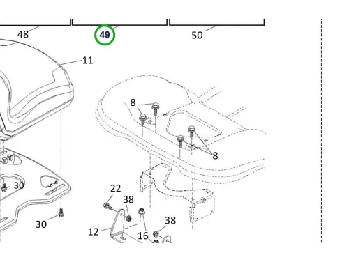 Husqvarna ülésfedél 15" TC 238TX, TS 142, TS 242 fűnyírótraktorhoz robbantott ábra