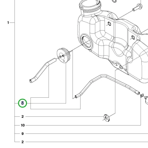 Husqvarna benzintömlő régebbi kivitel 226HD75S, 226HS99S sövényvágóhoz robbantott ábra
