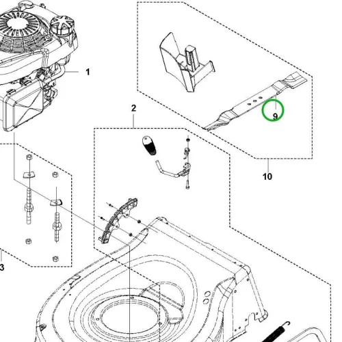 Husqvarna fűnyírókés mulcsozó 56 cm LC 356VP, LB 256S fűnyíróhoz robbantott ábra