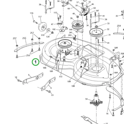 Husqvarna vágóasztal szervizkészlet 42" TS 142 fűnyírótraktorhoz robbantott ábra