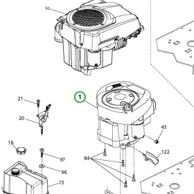 Husqvarna HS 452 motor komplett TC 138, TS 138 fűnyírótraktorhoz robbantott ábra