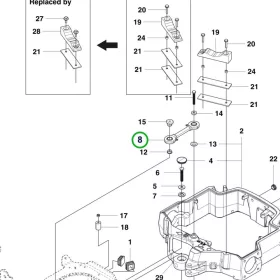 Husqvarna összekötő rúd 27 mm csuklós váz P 525D riderhez robbantott ábra
