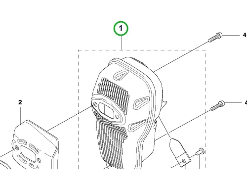 Husqvarna kipufogódob hálóval 555RXT, 555FXT fűkaszához robbantott ábra
