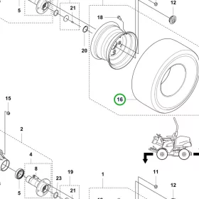 Husqvarna gumiabroncs 20x8x10 P 520DX riderhez robbantott ábra