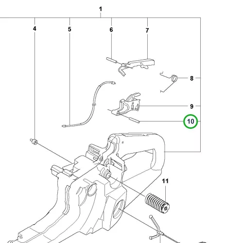Husqvarna gázbiztosító csapszeg 365, 372 XP, 390 XP láncfűrészhez robbantott ábra