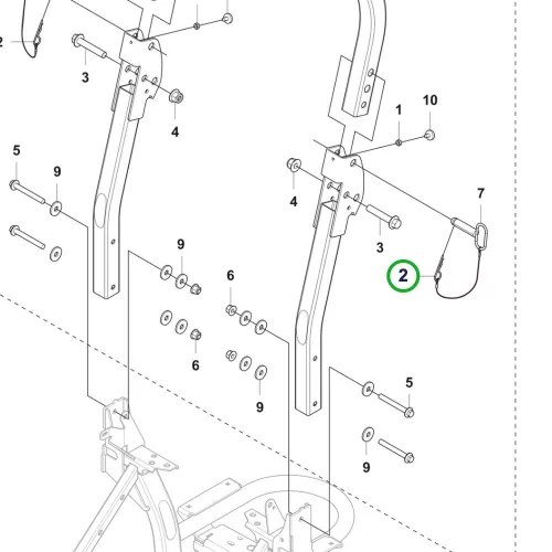 Husqvarna rugós sasszeg P 524X, P 525D, P 525DX riderhez robbantott ábra