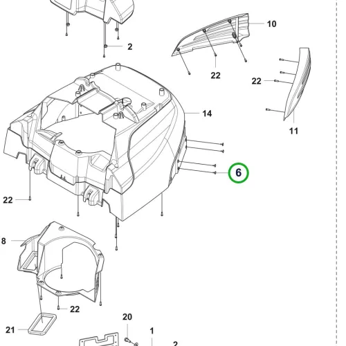 Husqvarna szegecs burkolat P 524X, P 524X EFI, P 524XR EFI riderhez robbantott ábra