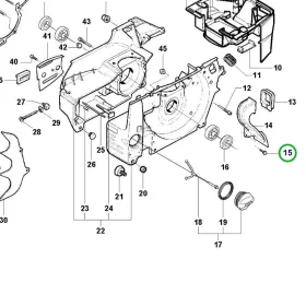 Husqvarna lapfejű csavar M5x10 forgattyúház 395 XP láncfűrészhez robbantott ábra