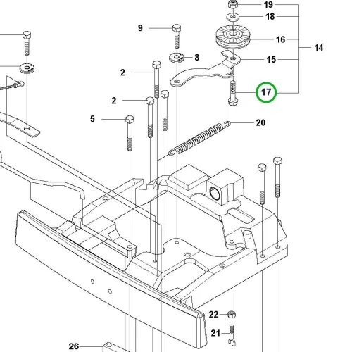 Husqvarna csavar 8x30 hátsó vázszekrényhez R 214TC, R 216 AWD riderhez robbantott ábra