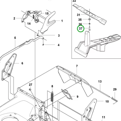 Husqvarna késcsavar M8x30 LC 247i, LC 347iVX, LC 353iVX fűnyíróhoz robbantott ábra
