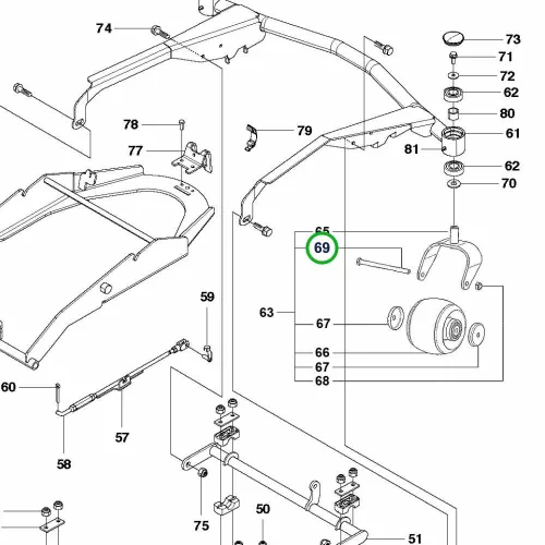 Husqvarna hatlapfejű csavar M10x150 Combi 122 P 524EFI riderhez robbantott ábra
