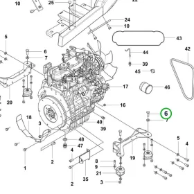 Husqvarna csavar motor és pedál P 525D, P 525DX, P 535HX riderhez robbantott ábra