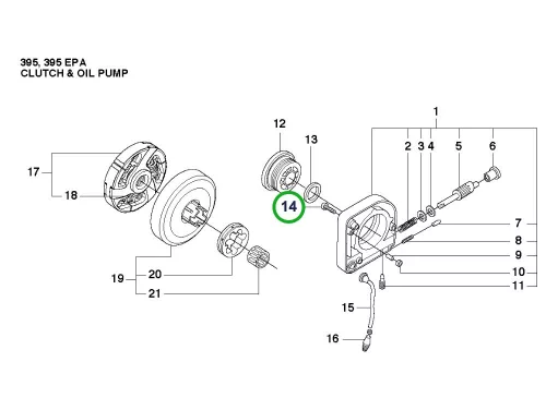 Husqvarna olajpumpa csavar M4x20 395 XP láncfűrészhez robbantott ábra