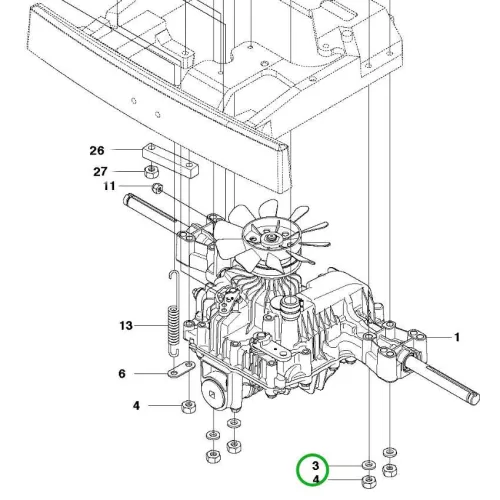 Husqvarna rögzítő csavar P 520D, R 112C, R 214C, R 316TX riderhez robbantott ábra