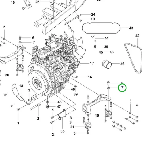 Husqvarna alátét motor és pedál P 520DX, P 525DX, P 535HX riderhez robbantott ábra