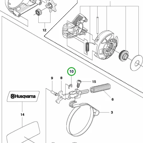 Husqvarna E-gyűrű 435 II, 440 II, 445 II, 450 II láncfűrészhez robbantott ábra