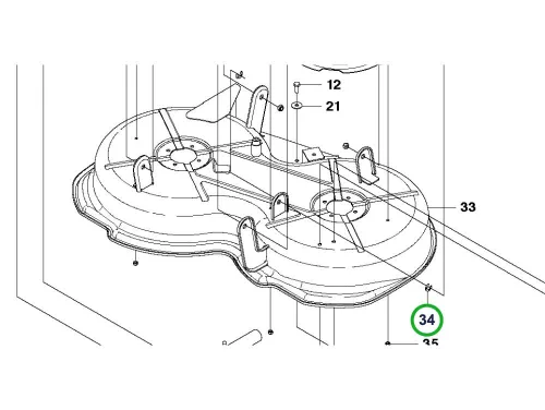 Husqvarna E alakú gyűrű 10 mm vágóasztal R 112C, R 112iC riderhez robbantott ábra
