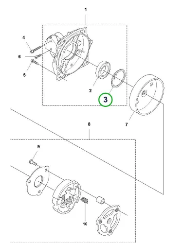 Husqvarna zégergyűrű 35x1,5 545RX, 545FR, 555RXT fűkaszához robbantott ábra