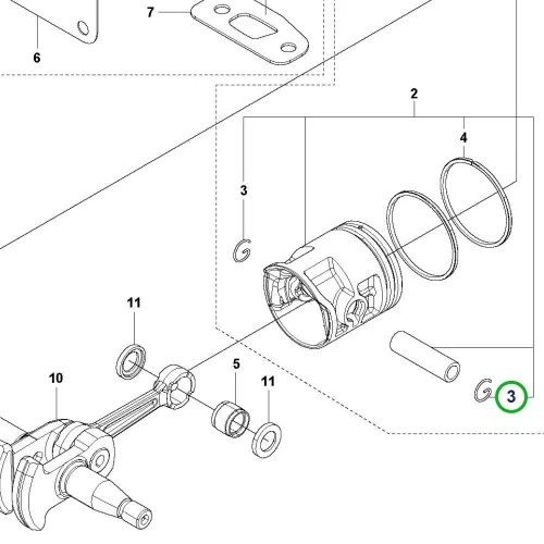 Husqvarna henger O gyűrű T525 láncfűrészhez robbantott ábra
