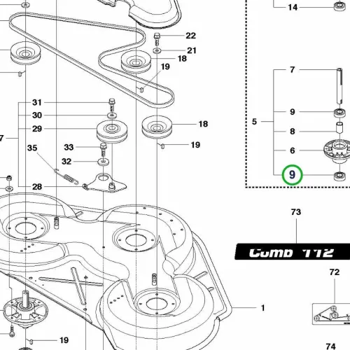 Husqvarna golyóscsapágy 6205 2RS1 Combi 112 P 524 riderhez robbantott ábra