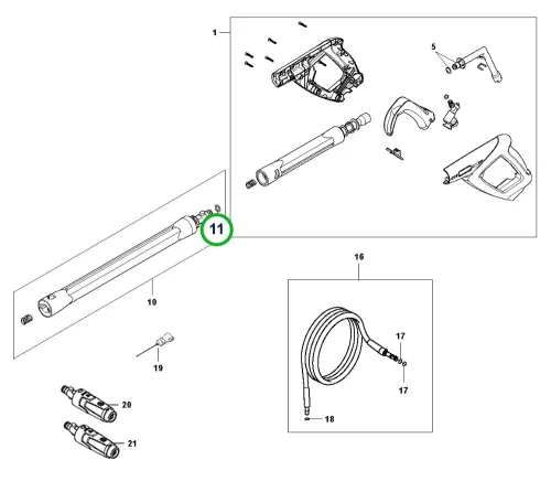 Husqvarna O gyűrű 9,3x2,4 NBR 90 csőhöz PW 480 magasnyomású mosóhoz robbantott ábra